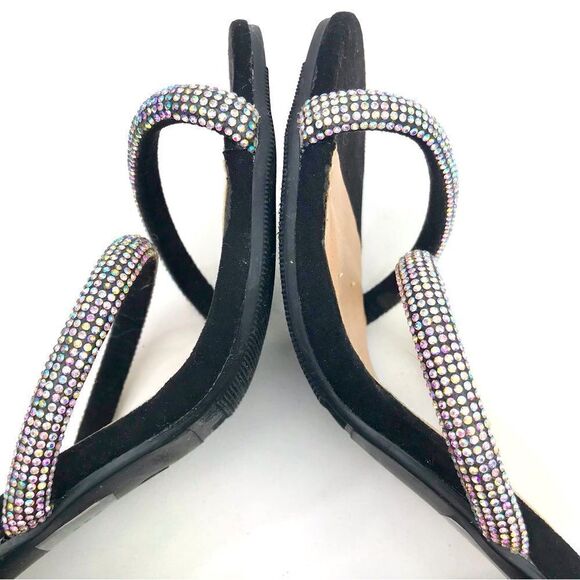Daisy Fuentes RYATT Black Fabric Rhinestone Sparkle Heeled Sandals - Picture 12 of 16